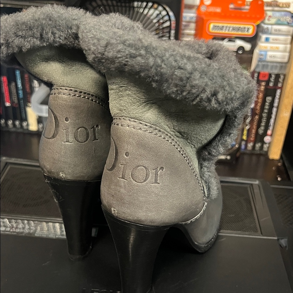 Dior Charcoal Heeled Boots for Women